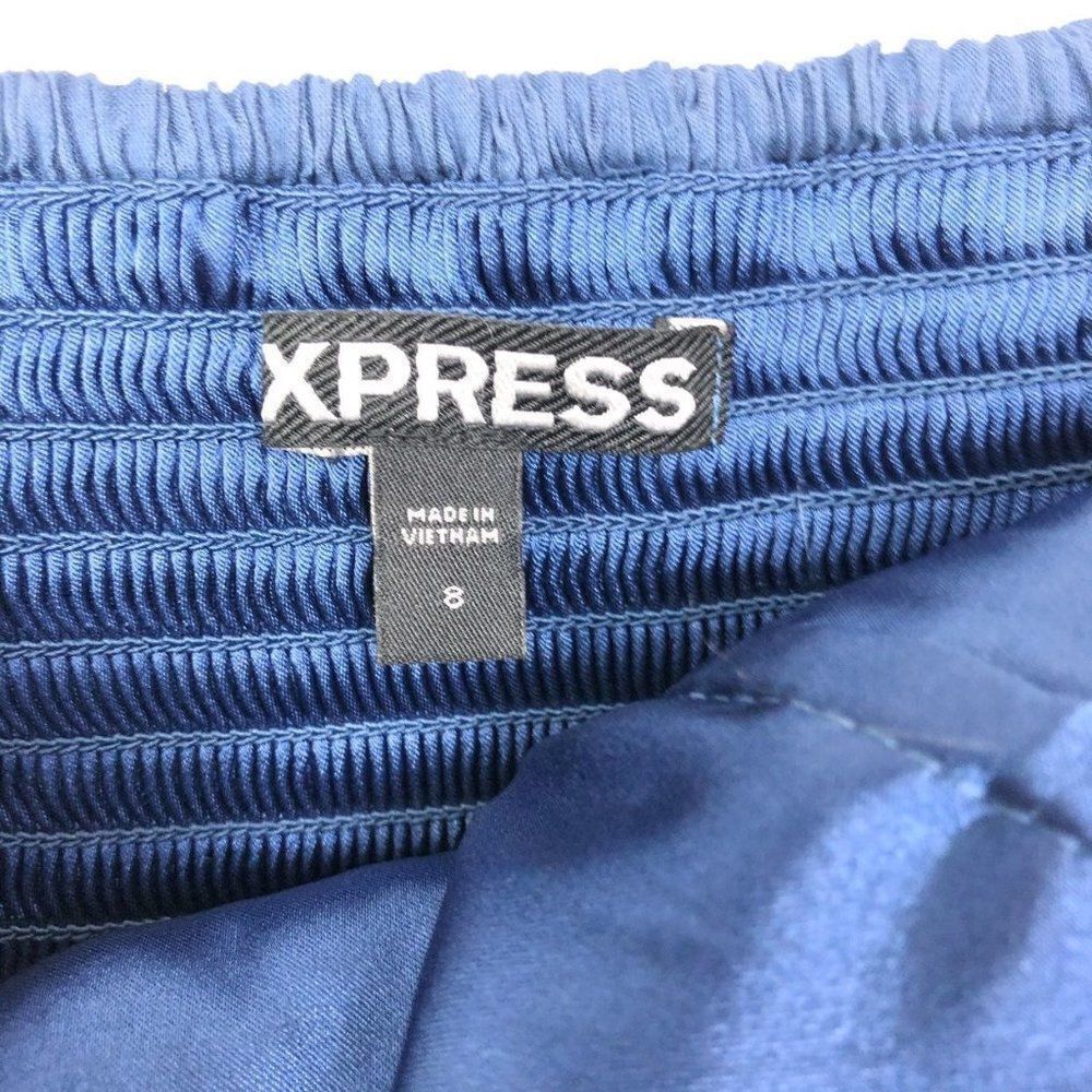 Express Blue Textured Strapless Mini Dress - Picture 4 of 9